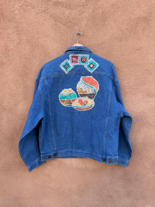 Glitter and Southwest Applique Pottery Denim Jacket, 90's Abercrombie