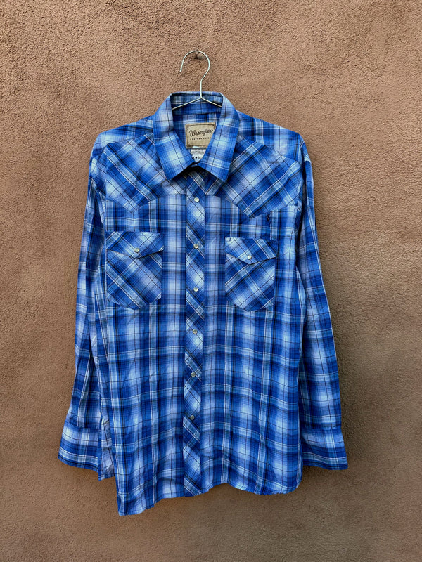 Blue/White Plaid Wrangler Western Pearl Snap Shirt