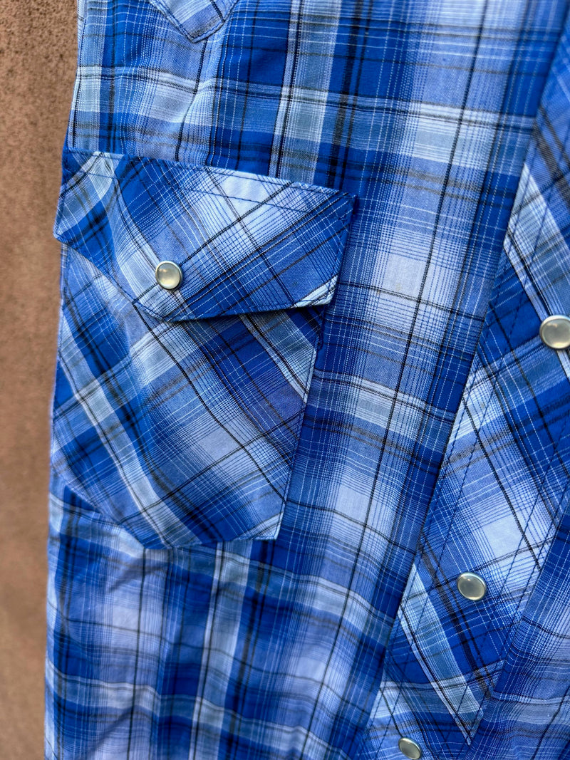 Blue/White Plaid Wrangler Western Pearl Snap Shirt