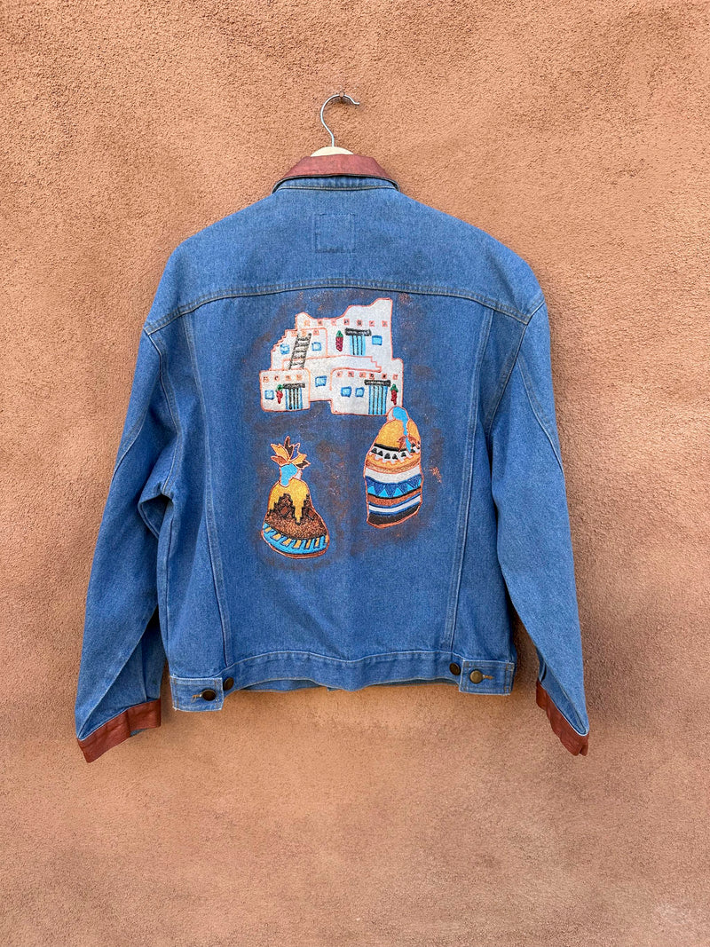 Puff Paint & Glitter Pueblo, Pottery & Bear New Mexico Denim Jacket