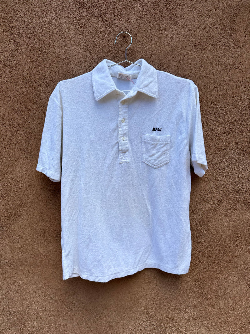 1970's Royal Pacific White Terrycloth Polo Shirt