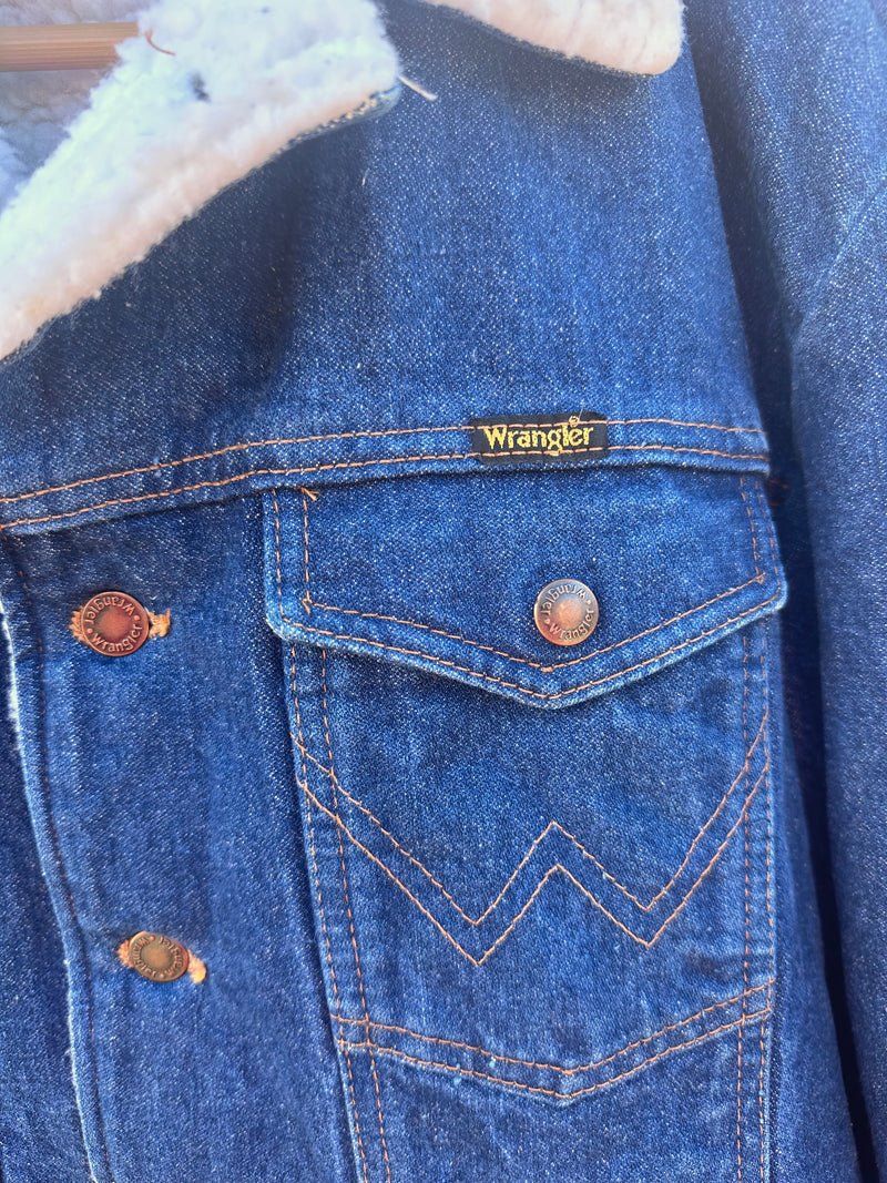 Wrangler Denim Jacket with Faux Shearling - Made in USA