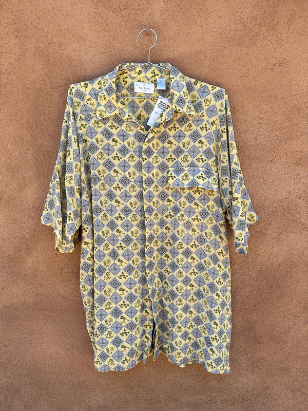 Bill Blass Gray & Yellow Silk Shirt