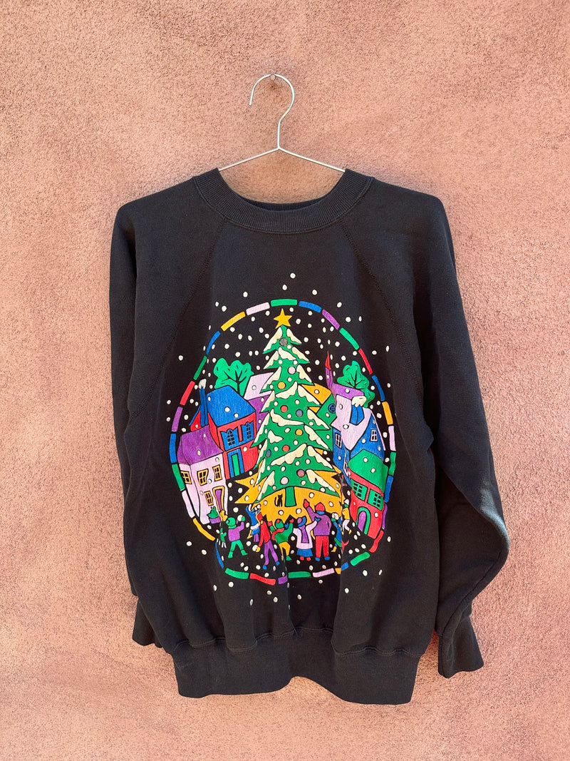 Huge Xmas Tree Puff Paint Sweatshirt