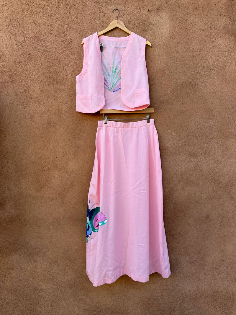 Pink Handpainted Butterfly & Yucca 2 Piece Set