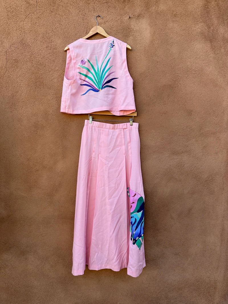 Pink Handpainted Butterfly & Yucca 2 Piece Set