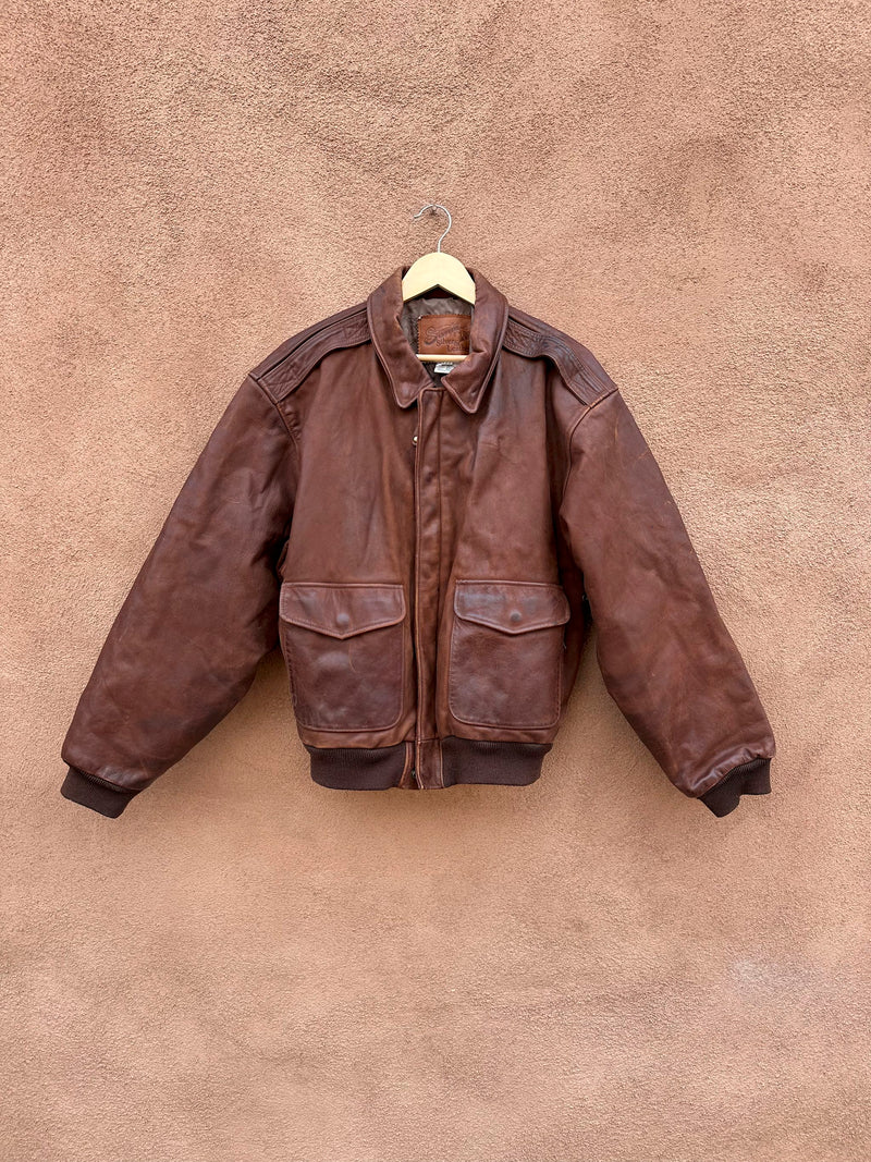 Santa Fe Leather & Silver Bomber Jacket - as is