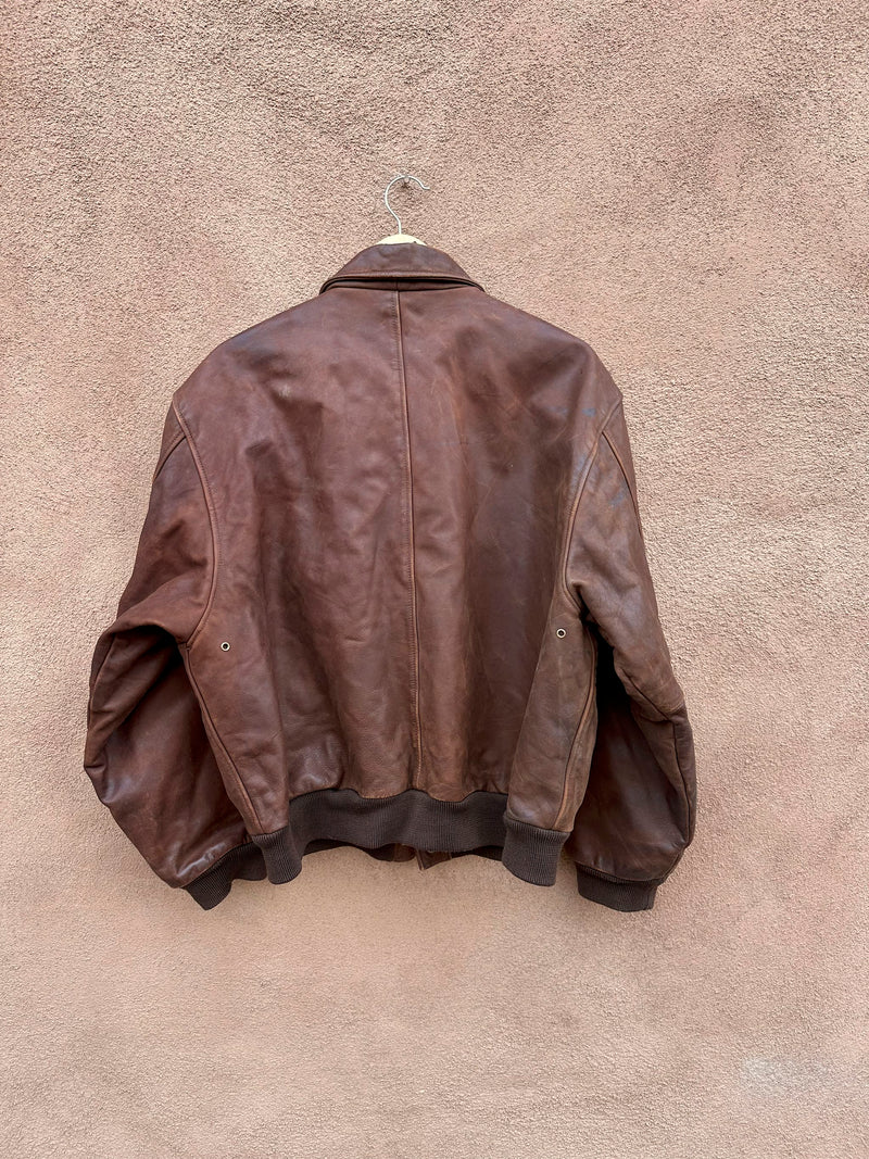 Santa Fe Leather & Silver Bomber Jacket - as is