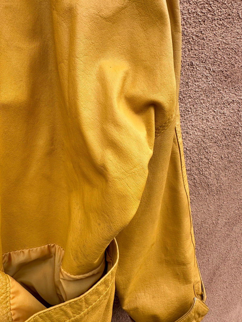 90's GIII Yellow Leather Jacket - Large