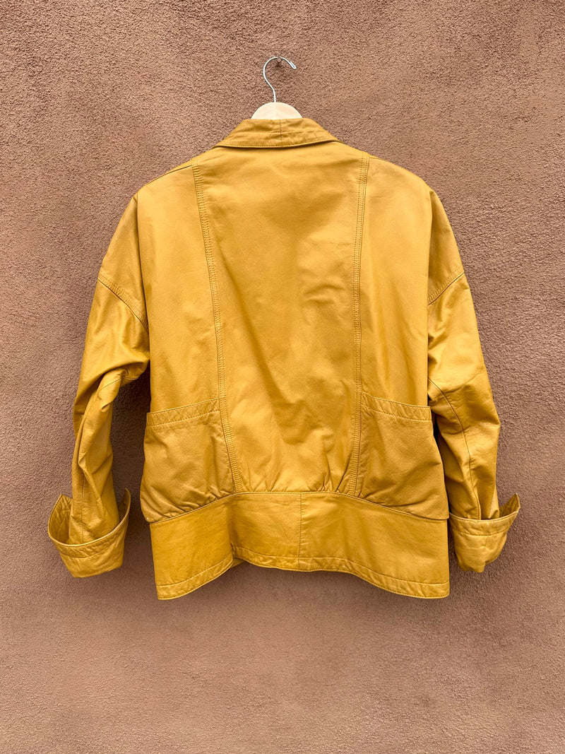 90's GIII Yellow Leather Jacket - Large