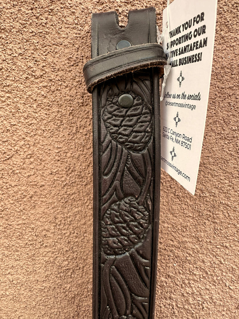 Tooled Leather Pine Cone Belt