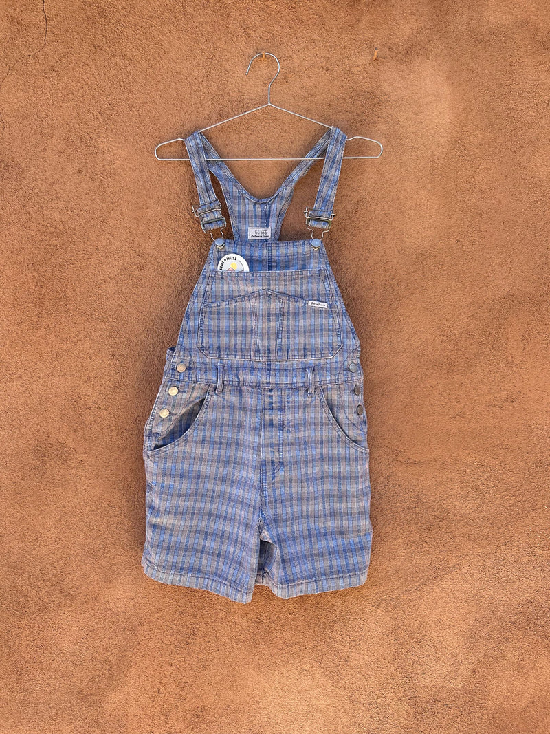 Blue Gingham Denim Guess Shorts Overalls