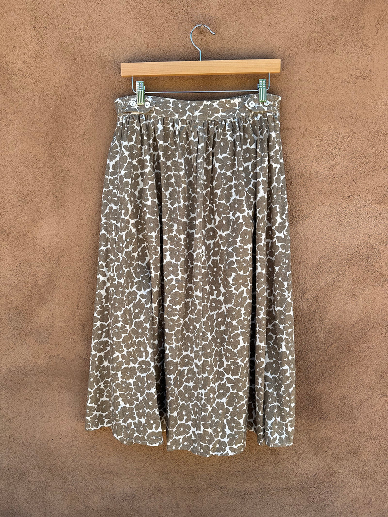 Tan & Beige Floral Silk Skirt