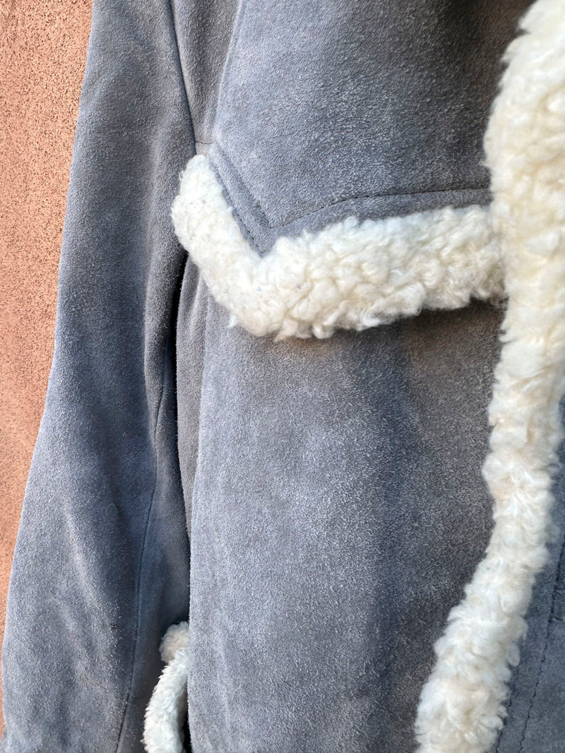 ON HOLD — Gray Suede Shearling Rancher Jacket, 1980's