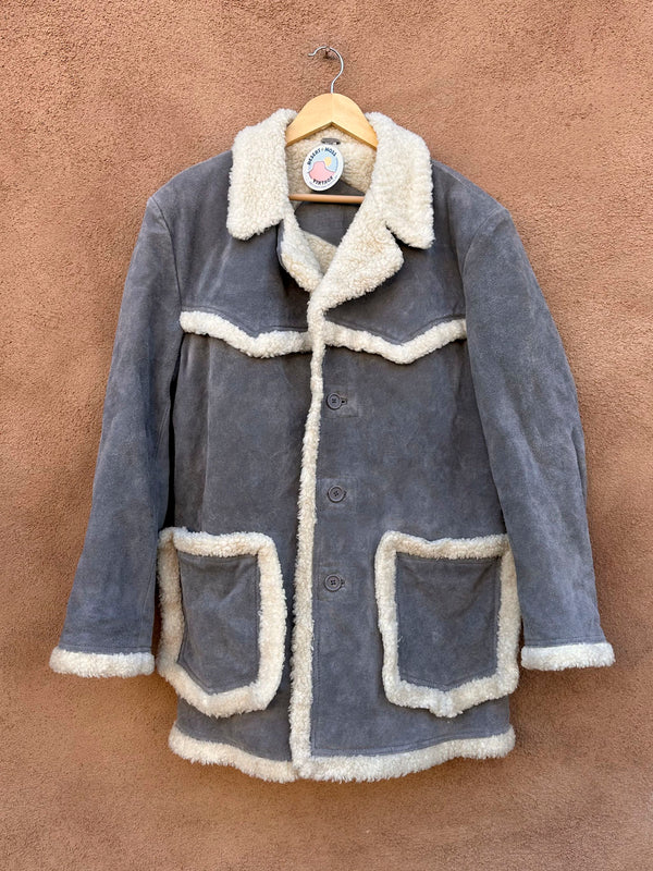 ON HOLD — Gray Suede Shearling Rancher Jacket, 1980's