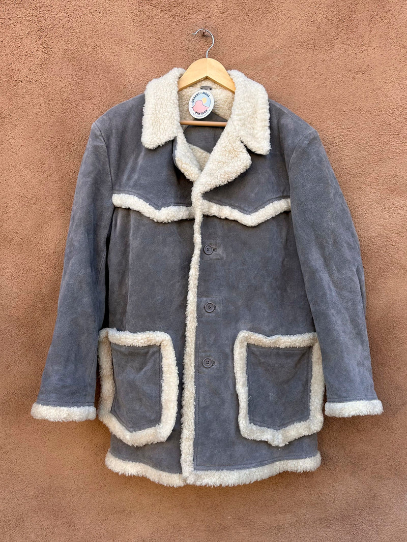 ON HOLD — Gray Suede Shearling Rancher Jacket, 1980's