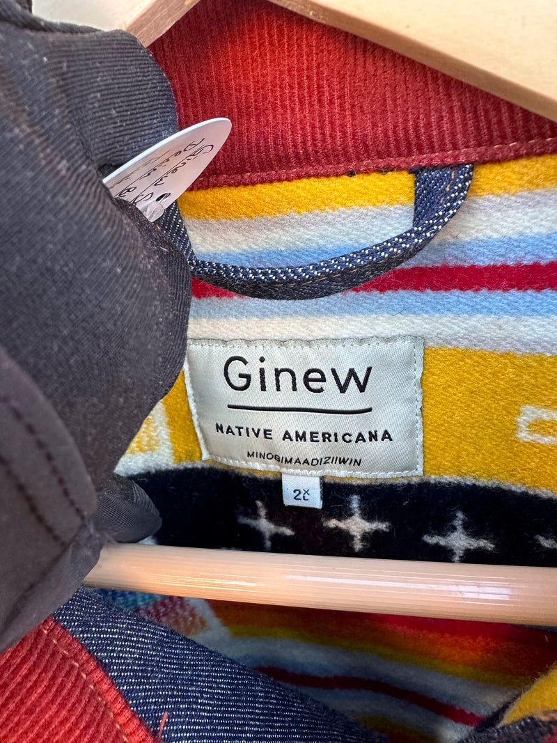 Ginew Selvedge Denim Blanket Lined Trucker Jacket, Size 2 (XL)