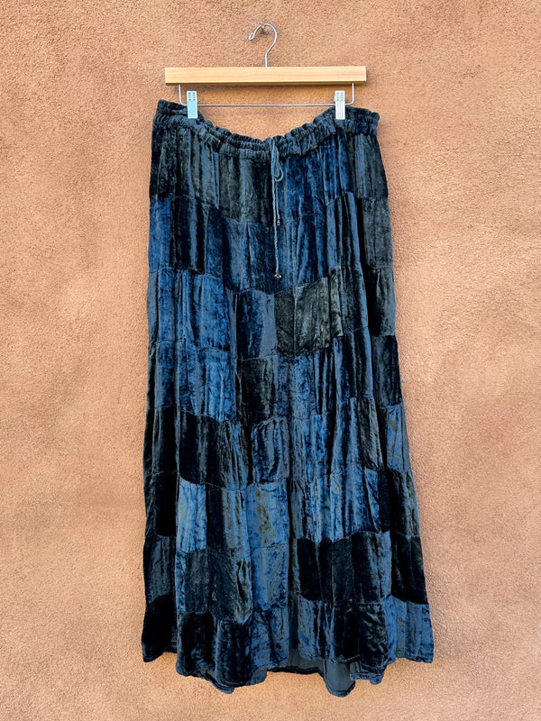 Blue Velveteen Lotus Maxi Skirt - OSFM