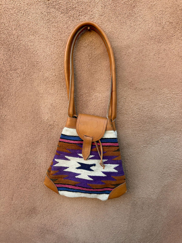 Southwest Style Leather with Wool & Nylon Blend Purse