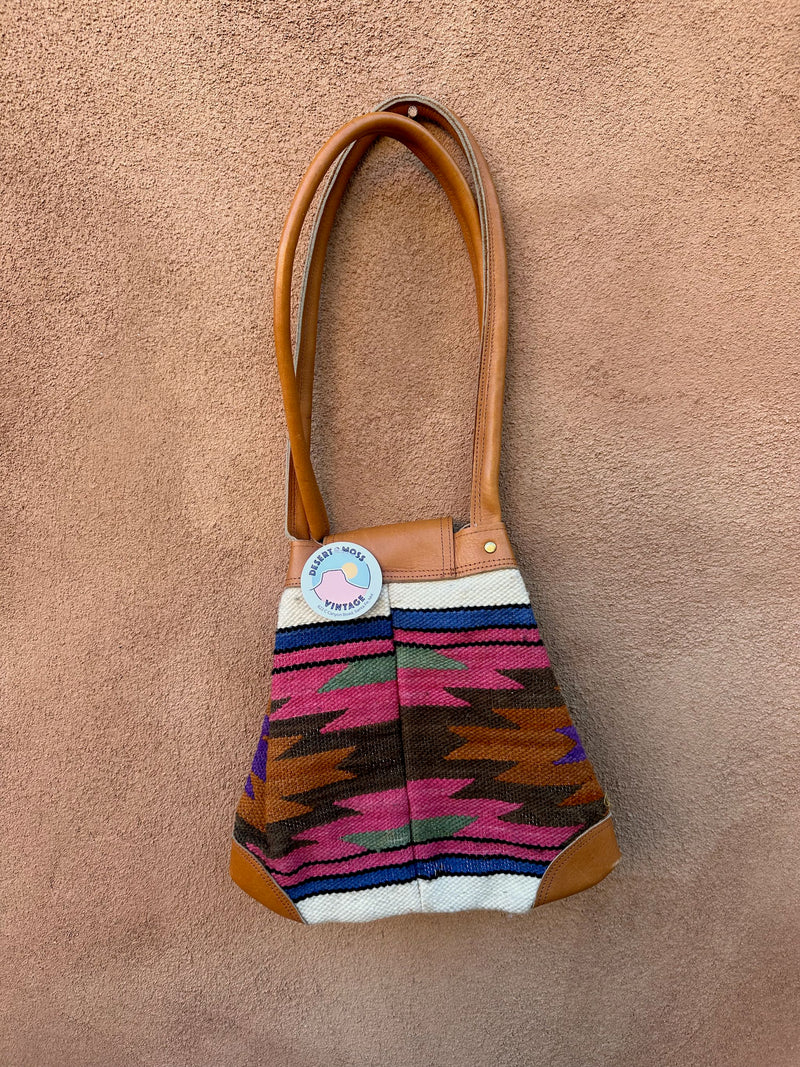 Southwest Style Leather with Wool & Nylon Blend Purse