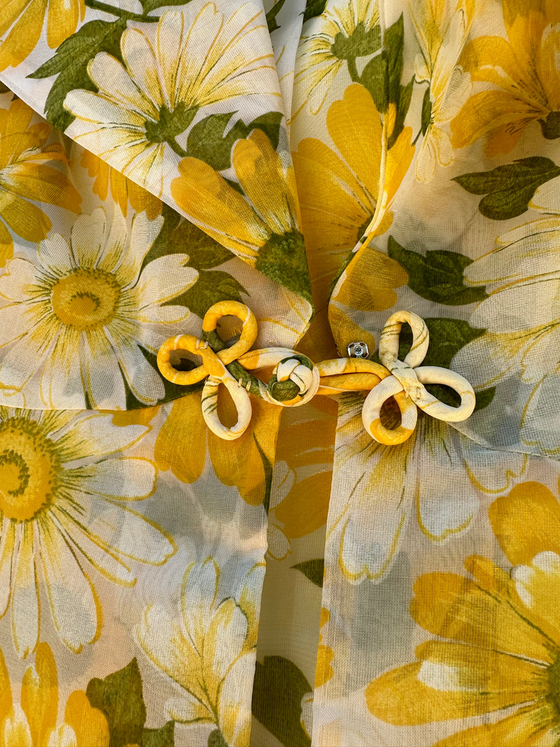 1960's Sunflower Dress with Matching Sheer "Coat" & Cropped Jacket