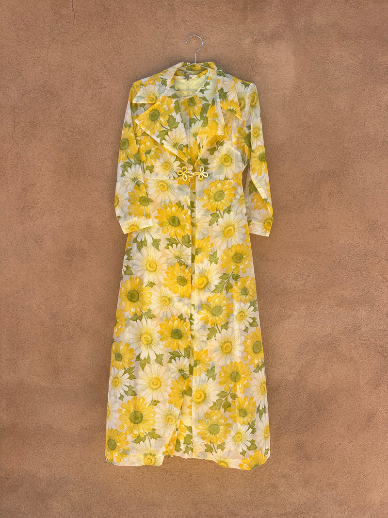 1960's Sunflower Dress with Matching Sheer "Coat" & Cropped Jacket