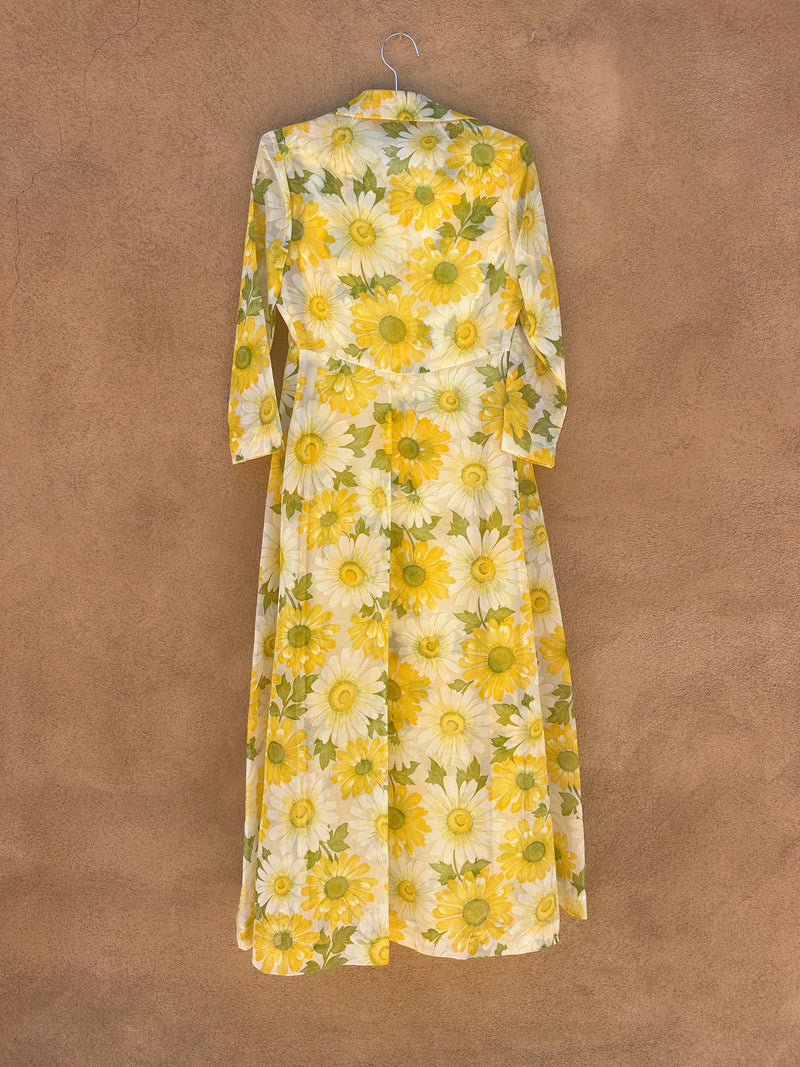 1960's Sunflower Dress with Matching Sheer "Coat" & Cropped Jacket