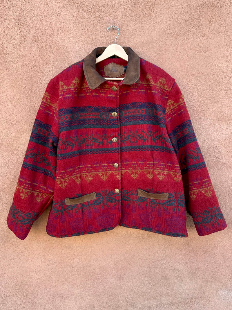 Red Southwestern Style Woolrich Jacket - Made in USA