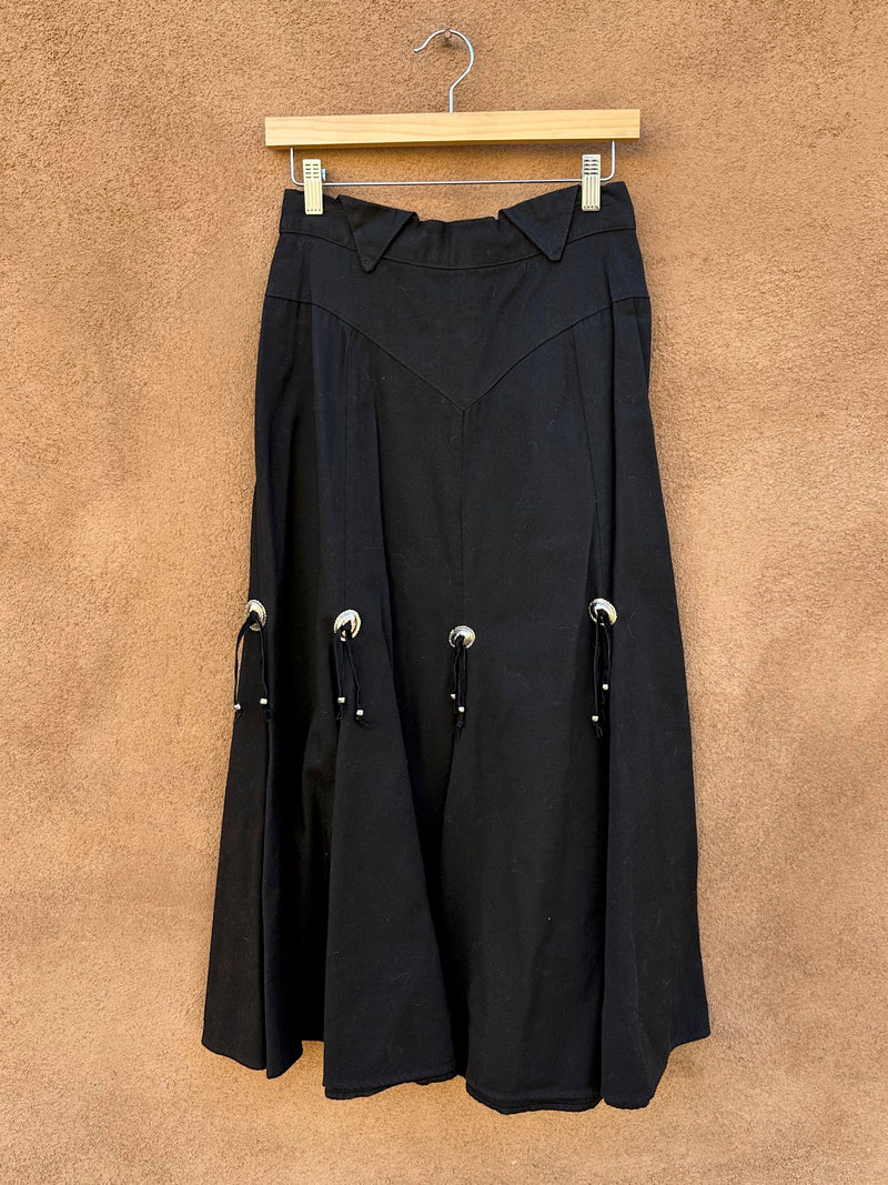 Circle T Black Western Cut Skirt with Conchos