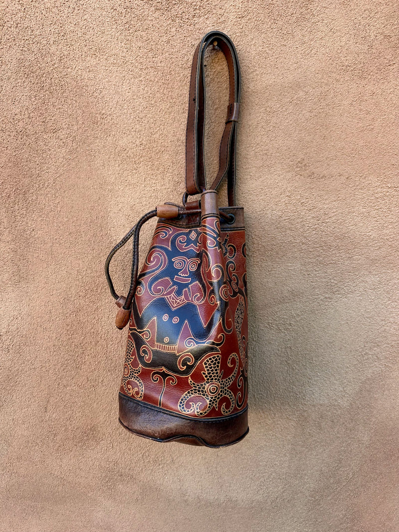 Brown Leather Boho Bucket Sling Bag