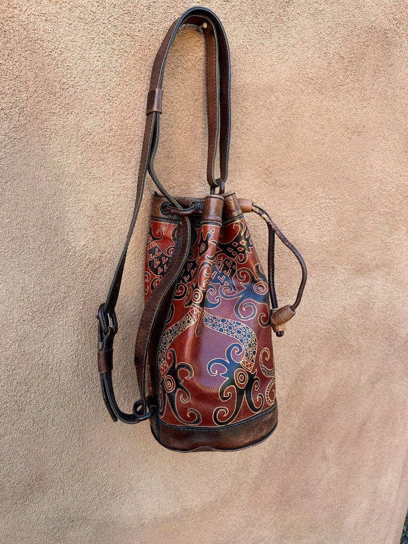 Brown Leather Boho Bucket Sling Bag