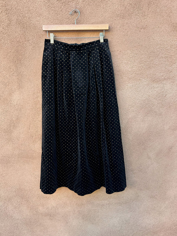 Black Velveteen Cotton Skirt with Diamond Pattern