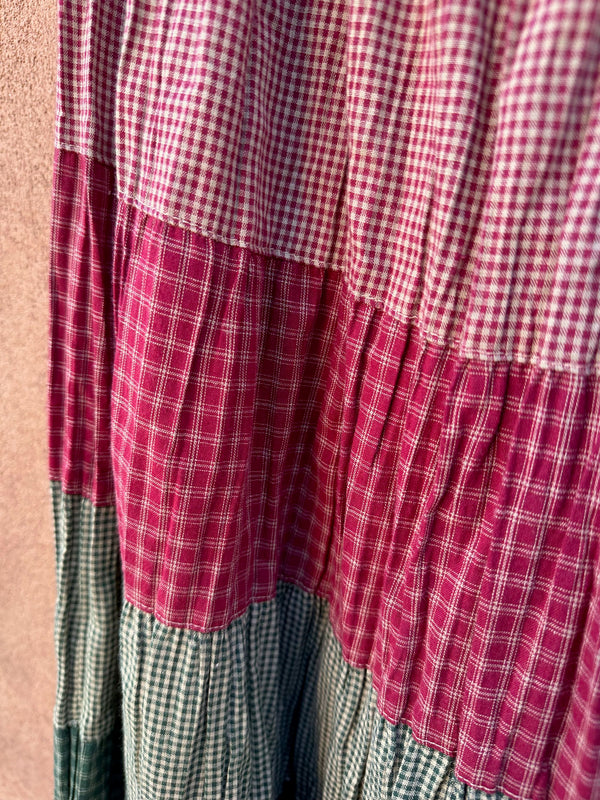 Colorblock Plaid Cotton Broom Skirt by Orvis - Made in USA