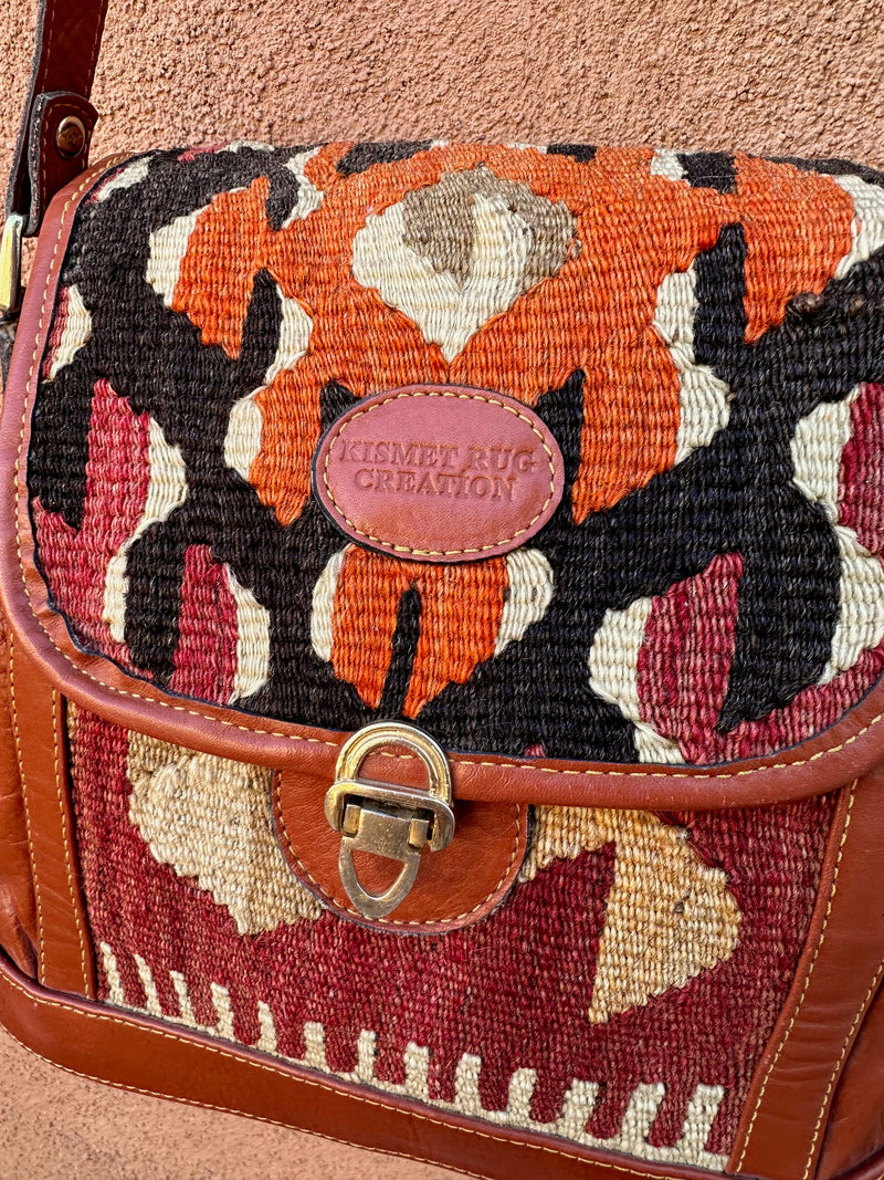 Wool Kilim & Leather Crossbody Purse