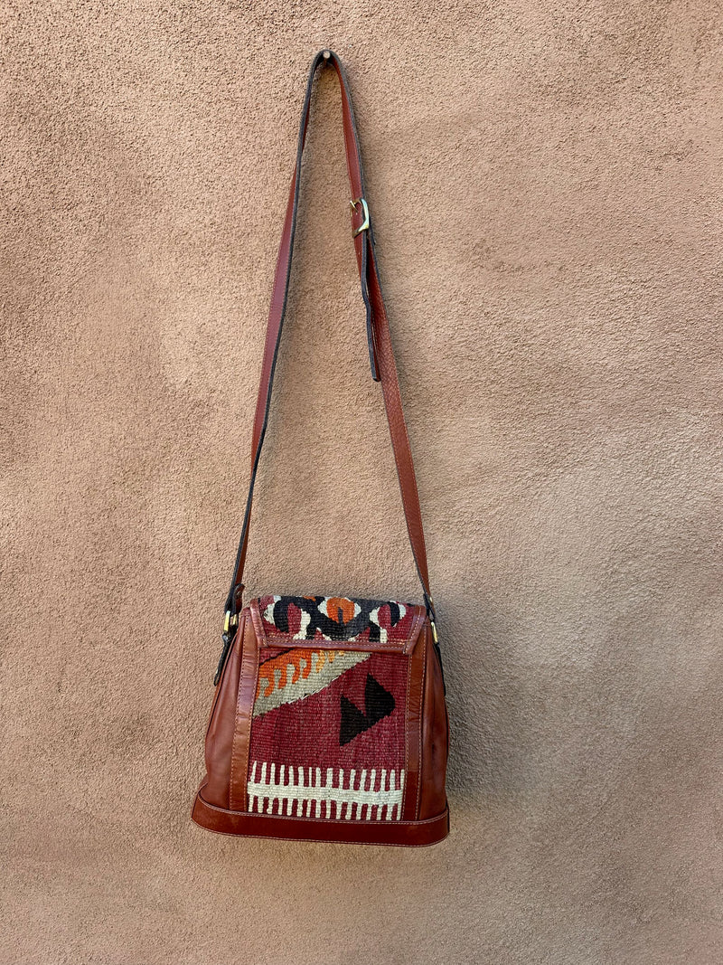 Wool Kilim & Leather Crossbody Purse