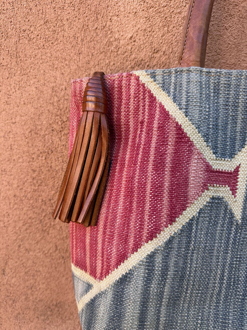 Cotton & Leather Woven Tote Bag