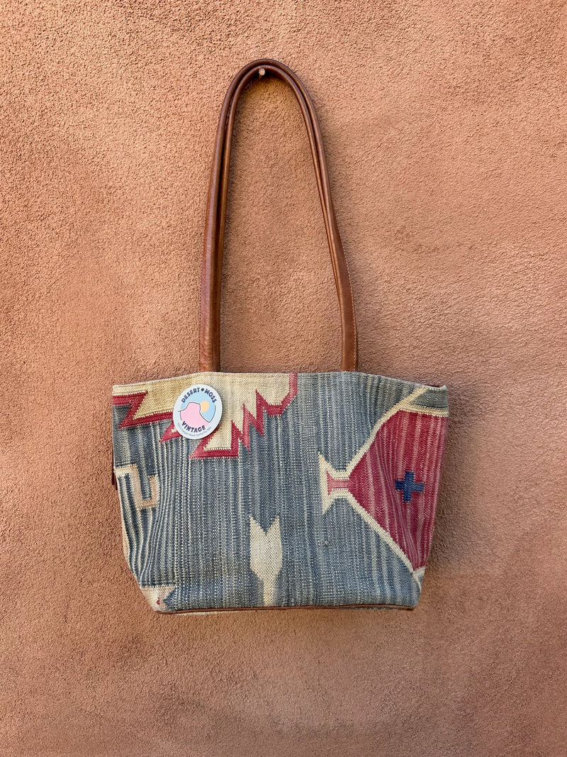 Cotton & Leather Woven Tote Bag