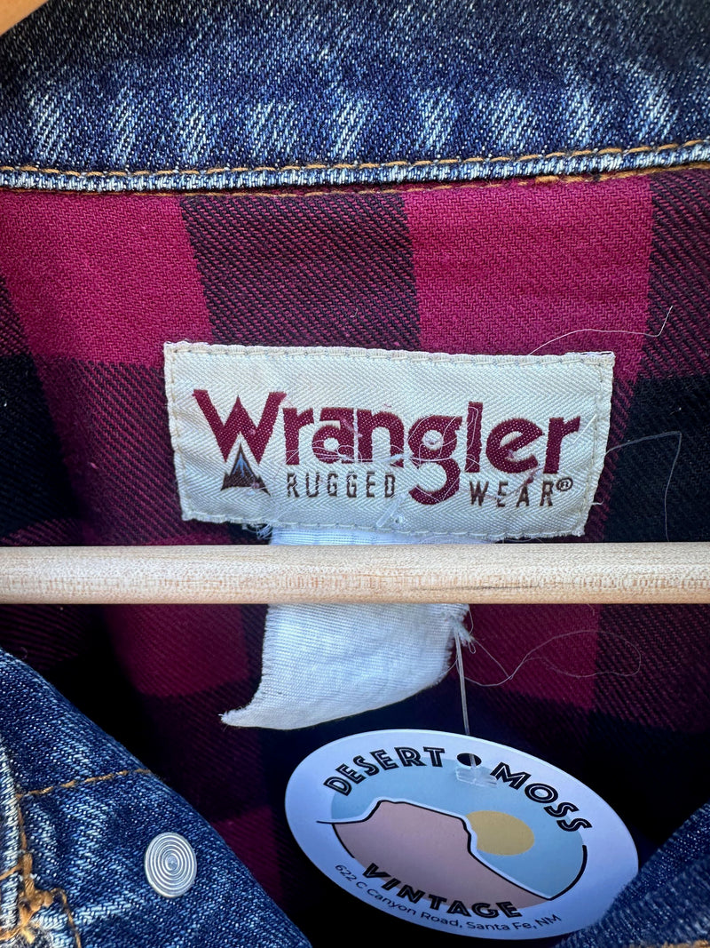 Buffalo Plaid Lined Denim Wrangler Jacket