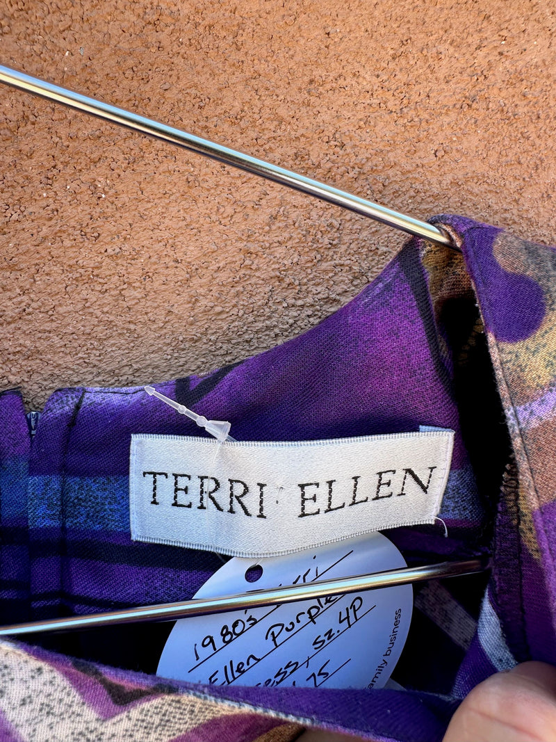 1980's Terri Ellen Purple Dress - 4P