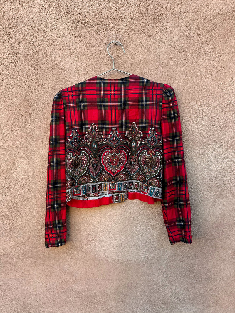 Karin Stevens Paisley & Plaid Blouse