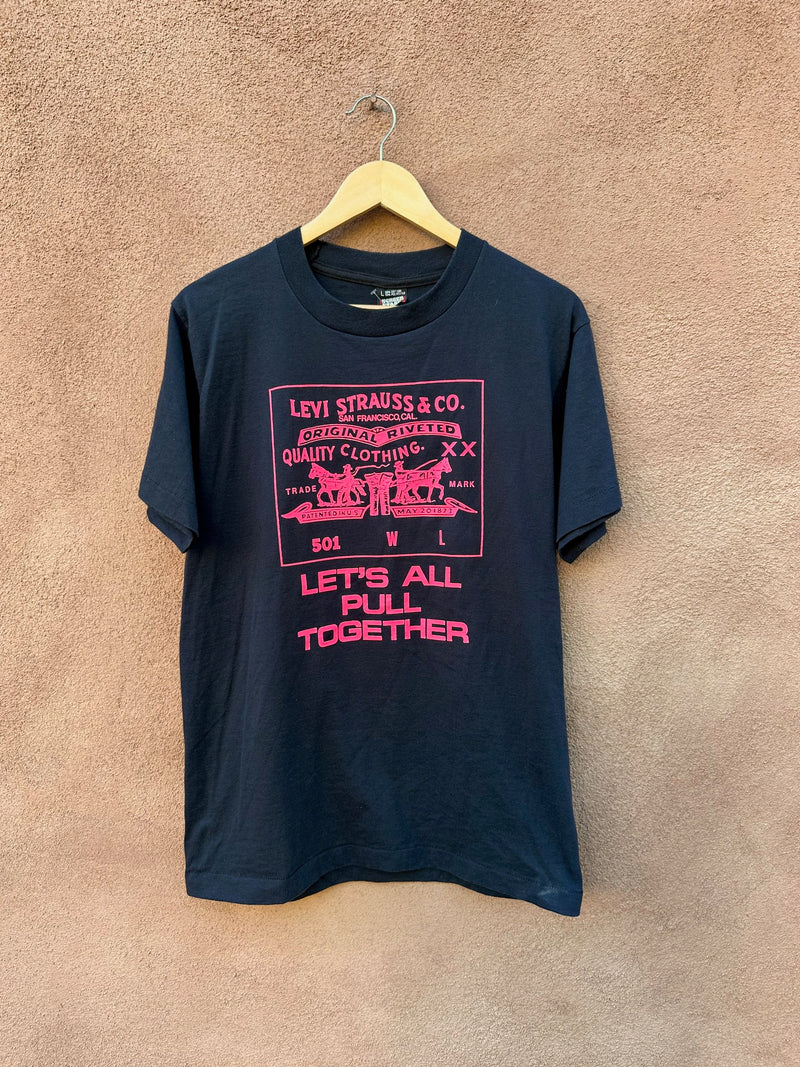 Early 1990's Levi's Let's All Pull Together T-shirt - Screen Stars