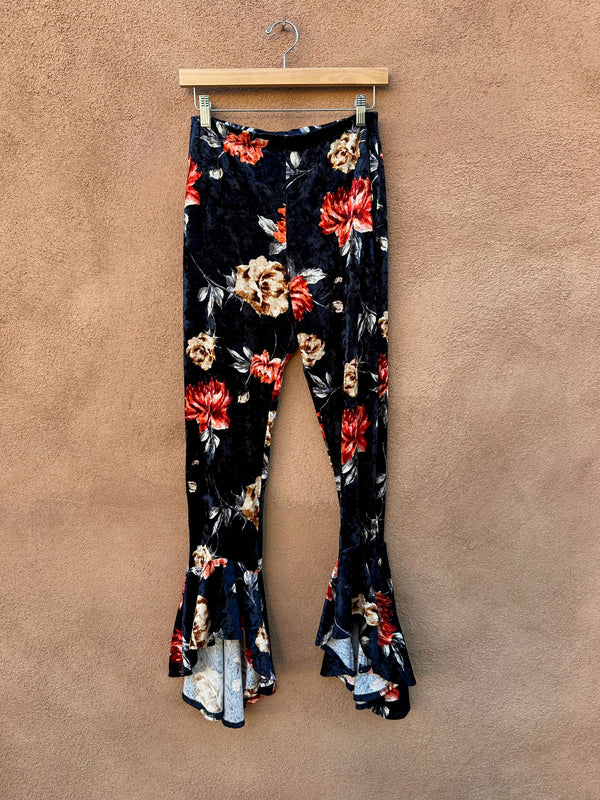 Blue Velour Floral Pants