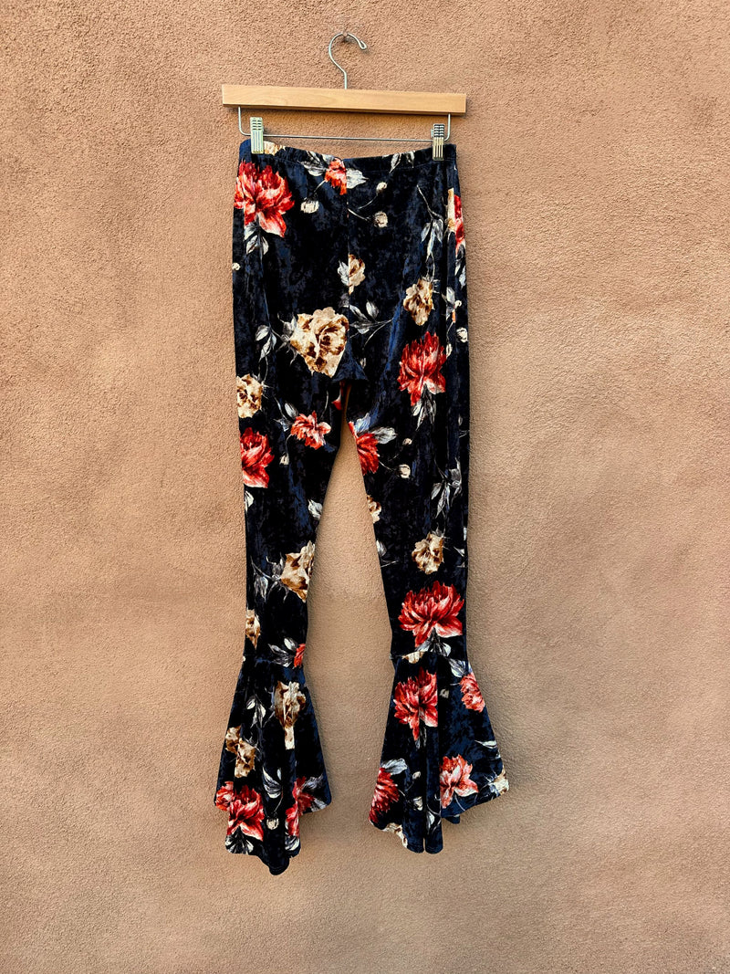 Blue Velour Floral Pants