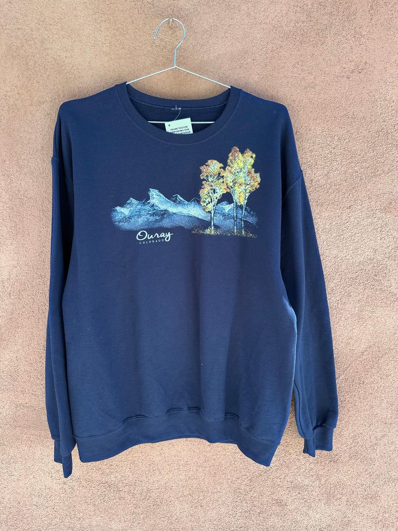 Navy Ouray, Colorado Sweatshirt with Turning Aspens