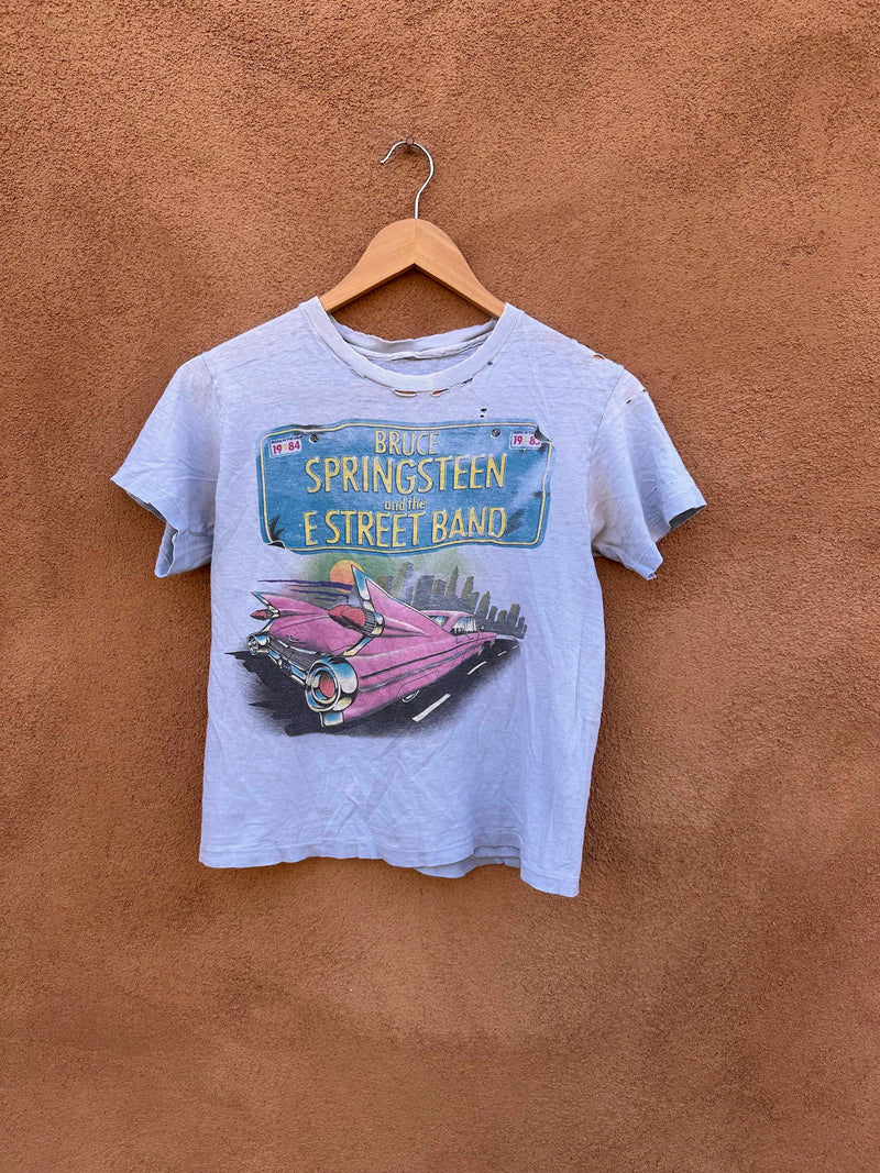 Thrashed Bruce Springsteen '84-'85 Tour Pink Cadillac T-shirt - xs