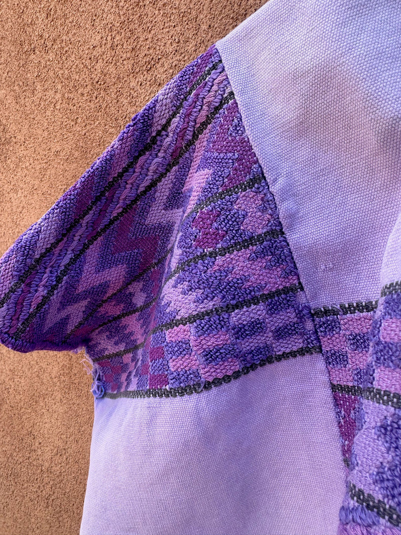 Embroidered Cotton Guatemalan Poncho - as is - Purple