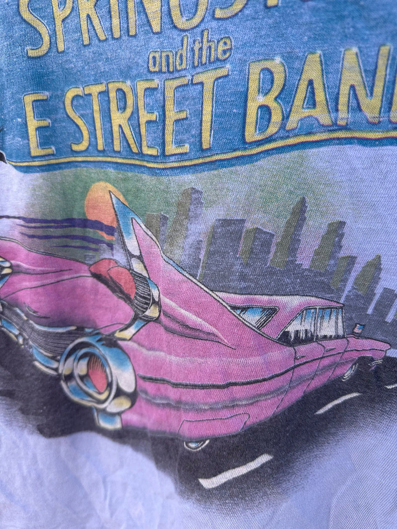 Thrashed Bruce Springsteen '84-'85 Tour Pink Cadillac T-shirt - xs