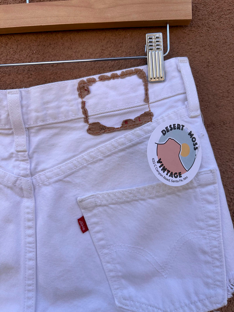 White Levi's Cut Off Early 90's Shorts, w: 28