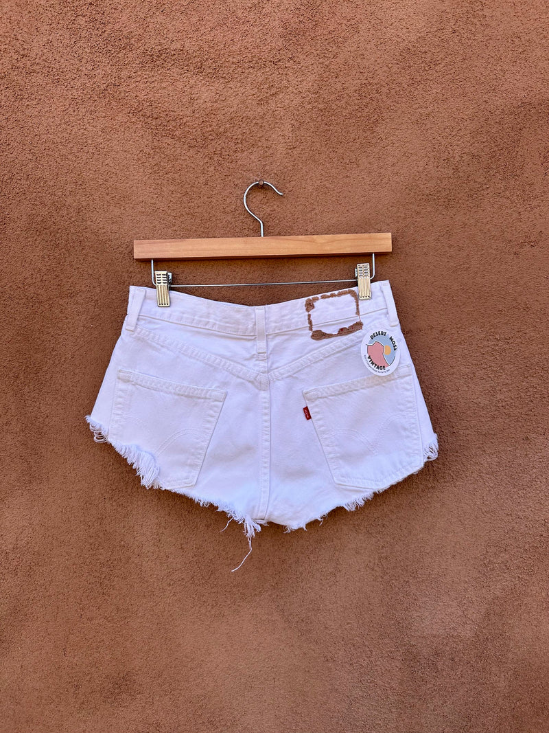 White Levi's Cut Off Early 90's Shorts, w: 28