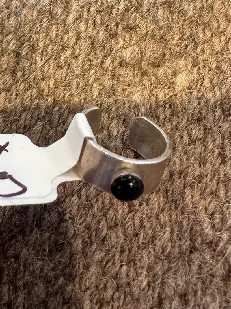 Tiny Onyx Silver Ear Cuff